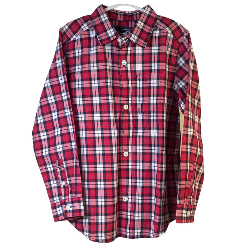The Children's Place Toddler Boys Plaid Button Down Shirt Red Size 5T NWT